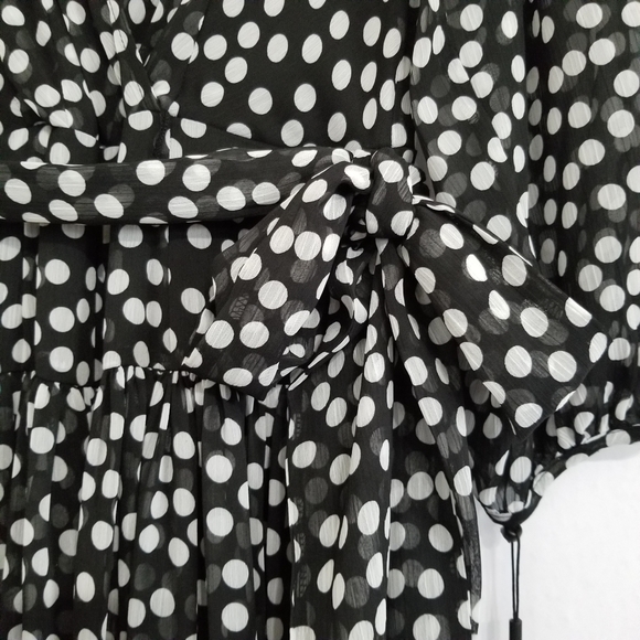 NWT Calvin Klein Black White Polka Dot Maxi Dress Size 2 - Picture 5 of 10